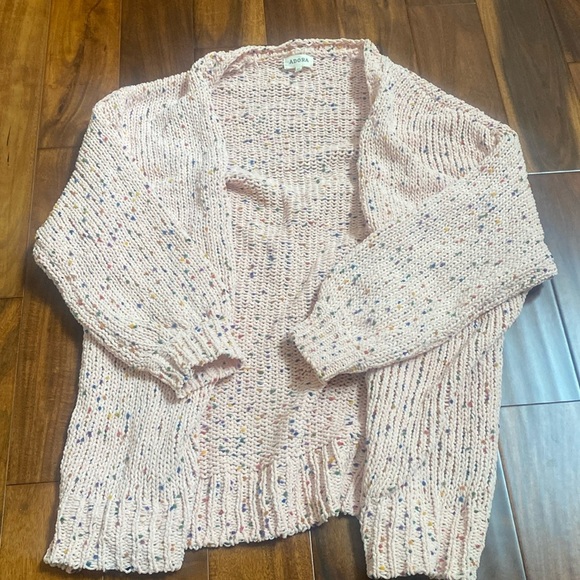 ADORA Sweaters - Peach Cardigan with Pops of Color